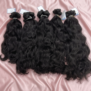 Extensiones de Cabello Humano Vietnamita Virgen Ondulado Negro Natural con Doble Trama a Máquina a Precio Económico - Product Image 1