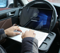 Organisateur de voiture Plateau de bureau antidérapant avec porte-gobelet Table de volant de voiture pour nourriture et ordinateur portable Accessoires d'intérieur