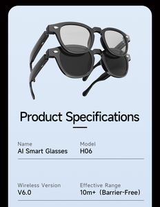 Lunettes de soleil audio Bluetooth intelligentes IA pour l'extérieur, mode et intelligence <span class=keywords><strong>artificielle</strong></span>, pour femmes et hommes - Product Image 5