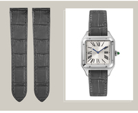 Bracelet de montre de luxe en cuir véritable 20 mm 23 mm pour Cartier Santos 100 avec grain d'alligator et fermoir papillon