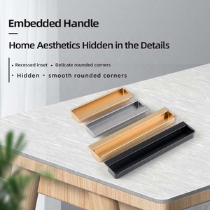 Black <strong>Gold</strong> Grey 140mm 200mm Modern Kitchen Wardrobe Cabinet Office Hotel Drawer Embedded Hidden Handles - Product Image 3