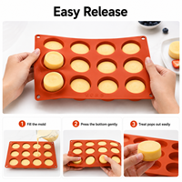 Moule à tartelettes en silicone alimentaire à 12 cavités, plaque de cuisson réutilisable antiadhésive, compatible lave-vaisselle et four, ustensile de cuisson pour pâtisserie et desserts