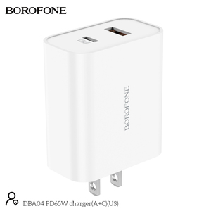 Cargador de Pared <span class=keywords><strong>Borofone</strong></span> OEM DBA04 con Enchufe Estadounidense USB-A+Tipo-C PD65W para Teléfonos Móviles y Computadoras Portátiles - Product Image 2
