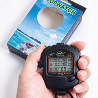Stopwatch Olahraga Tahan Air LCD Digital Genggam 60 Memori Lap Split Alarm Penghitung Elektronik Timer Kronograf Lari
