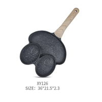 Poêle à petit-déjeuner multifonction antiadhésive en aluminium moulé sous pression en forme de grenouille à 3 trous avec anneaux à œufs et mini-crêpière