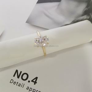 Чистый, 14K, покрыто настоящим золотом кольцо с солитерами камень 1ct 2ct 3ct Муассанит кольца для свадьбы, помолвки, хорошее ювелирное изделие, кольца - Product Image 4