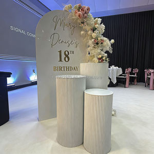 Décoration <span class=keywords><strong>de</strong></span> fête prénuptiale, prix bas, lot <span class=keywords><strong>de</strong></span> 3 supports à gâteau ronds en métal à nervures blanches et noires - Product Image 4