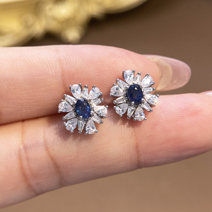 Pendientes <span class=keywords><strong>de</strong></span> Rubí Natural con Corte Ovalado, Plata S925 con Baño <span class=keywords><strong>de</strong></span> Rodio, Estilo Original, Piedra Preciosa <span class=keywords><strong>para</strong></span> Mujer, Regalo <span class=keywords><strong>de</strong></span> Boda - Product Image 1