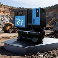 Compresseurs d'air portables et mobiles refroidis par air 7,5 KW 13 bars, pompe et moteur quatre-en-un, gain de place