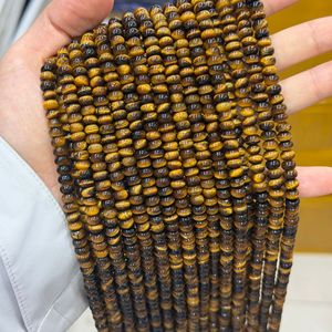 Perles Rondelles Œil de Tigre Jaune Naturel 4x6mm 5x8mm, Perles de <span class=keywords><strong>Pierre</strong></span> <span class=keywords><strong>Précieuse</strong></span> Œil de Tigre pour la Fabrication de Bijoux DIY, Fil Complet - Product Image 1
