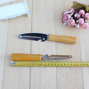 Pelador multifuncional 3 en 1 con mango de madera, cuchillo pelador de patatas con mango de madera, cabeza redonda - Product Image 3