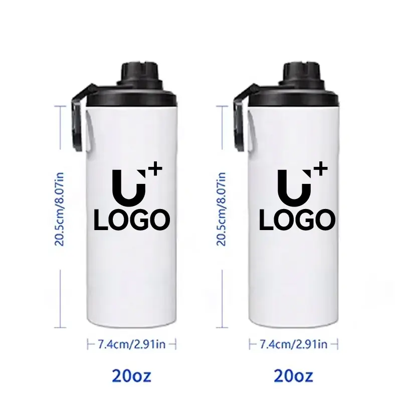Kustom Logo 20 oz ons terisolasi baja tahan karat olahraga 20 oz Tumbler sublimasi botol air kosong dengan sedotan dan 2 tutup