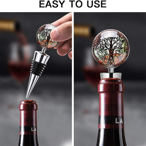 New cross-border style <b>tree</b>-shaped wine stopper, sealing zinc alloy beverage bottle stopper, can be printed with <b>crystal</b> - Product Image 2