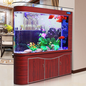 Aquarium de puisard avant à arc-Réservoir de séparation de pièce intelligent de 120cm avec écran tactile, verre incurvé et LED RVB pour maison/bar de luxe - Product Image 2