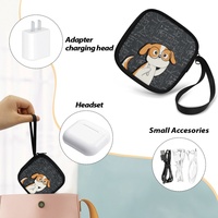 Sac de rangement pour accessoires électroniques avec imprimé chien de dessin animé, pochette portable pour câbles, écouteurs et chargeurs