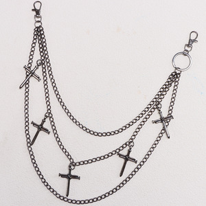 โซ่คล้องกางเกงหลายชั้นแบบไขว้ โลหะผสมสังกะสี สไตล์ฮิปฮอป สำหรับกางเกงยีนส์ ใช้ได้ทุกวัน - Product Image 4