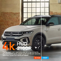 Enregistreur vidéo 4K UHD double objectif avant/arrière pour Volkswagen T-Roc 2017-2025 avec GPS, vision nocturne, application/WiFi, Plug&Play et enregistrement en boucle automatique