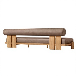 Sofá de exterior de madera de teca maciza con acabado natural para jardín, ideal para proyectos de villas y hoteles de alta gama. - Product Image 4