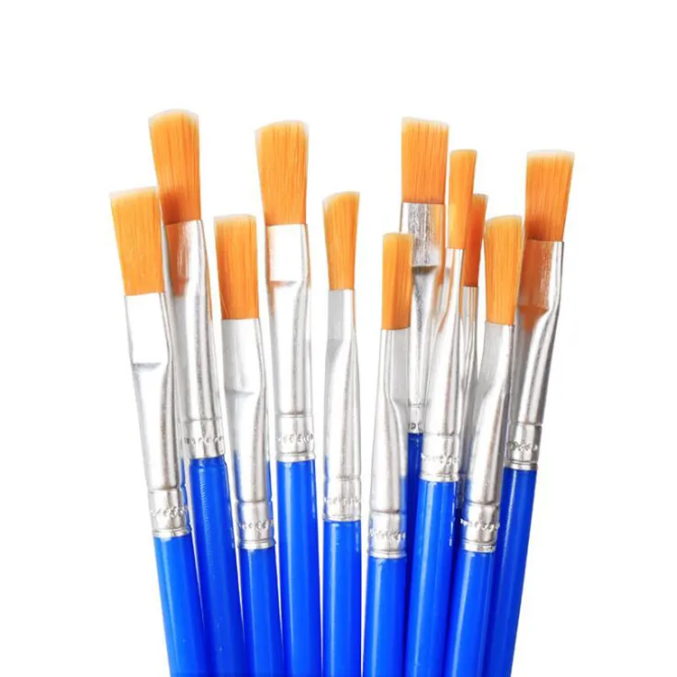 Xinbowen Factory Wholesale Cheap Single Blue Plastic Handle Flat Paint Brush For Painting