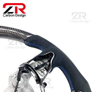 Accesorios Interiores para Automóviles Hyundai Elantra <span class=keywords><strong>N</strong></span> I30N I20N Veloster <span class=keywords><strong>N</strong></span> <span class=keywords><strong>2019</strong></span>+, Volante de Fibra de Carbono Perforada/Cuero de Ante - Product Image 2