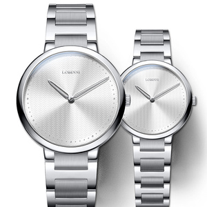 Reloj de Pareja LOBINNI 3018 con Correa de Acero Inoxidable en Oro Rosa, Movimiento de Cuarzo y Esfera con Indicadores - Product Image 6