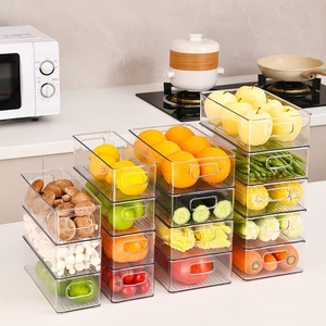 Lot de 4 bacs de rangement pour tiroir de réfrigérateur, transparents, empilables, hermétiques, en plastique, avec couche filtrante amovible pour fruits - Product Image 5