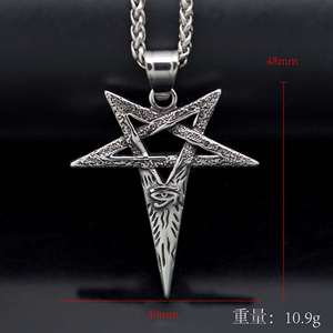 Gothic Viking Devil Eye Pentagram Charm Necklace Fashion Mens Stainless Steel Pendant Juvenile Gift Biker Jewelry Accessories - Product Image 3