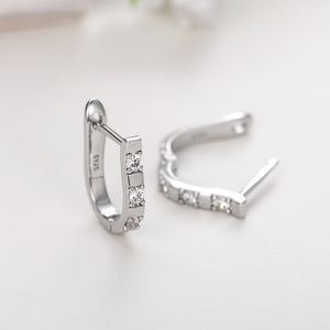 Elegant U Shape Harp Huggie Earrings for Women Geometric Sparkling Ear Cuff Daily Fashion Jewelry - Product Image 3