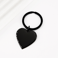 Porte-clés en acier inoxydable Ywyougang en forme de cœur, avec bord perlé, pendentif gravable, style vintage, dessin animé, 4 couleurs, cadeau personnalisé DIY