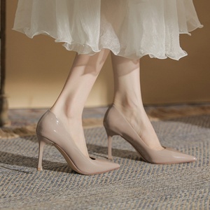 Tacones de Plataforma Color Piel para Mujer, Cómodos, de Suela Suave, Estilo Elegante, Tacón de Aguja Alto, Punta Puntiaguda, Cristal, Verano/Invierno - Product Image 5