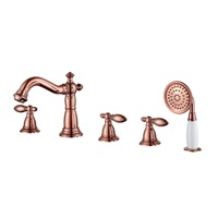 Robinet antique de style européen, mitigeur de lavabo vintage à trois trous, eau froide et chaude séparées, ensemble trois pièces en laiton pour lavabo