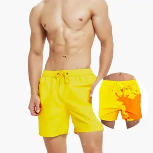 OEM Custom Großhandel Herren Beach Shorts Schnellt rockn endes Schwimmen Kurze Badehose Sommer Magische Farbwechsel Bade bekleidung Shorts