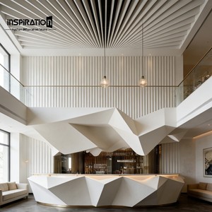 Bureau d'accueil géométrique GRG pour hall commercial, approvisionnement en usine, vente en gros, conception personnalisée, léger - Product Image 1