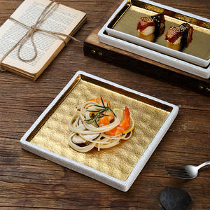 Plato de Porcelana China Ecológico Estilo Japonés, Chapado en Oro, para Pastel, <span class=keywords><strong>Sushi</strong></span>, Bistec, Yakitori y Barbacoa - Product Image 3