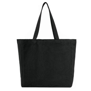 Borsa Tote in Tela di Cotone Nera Personalizzabile con Logo per Donne, Borsa Ecologica con Cerniera e Colori Personalizzati - Product Image 6