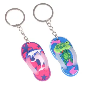 Souvenir Travel Gift PVC Slipper Keyring Sea Animal Dolphin Flip Flop Keychain Key Fob for Bag and Advertising gifts