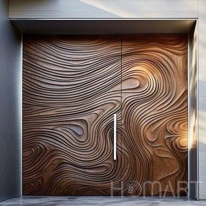 Puerta de madera de núcleo sólido a la moda de artesano elegante opulento de diseño personalizado a prueba de humedad duradera para aplicaciones de entrada exterior de hoteles - Product Image 3