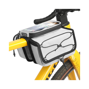 Sac de guidon de <span class=keywords><strong>vélo</strong></span> à écran tactile sensible, étanche, avec pare-soleil, pour téléphone portable, sacoche avant de cyclisme, très bien noté - Product Image 1