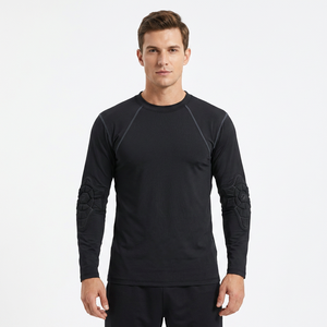 Maillot de compression unisexe noir à manches longues et col rond avec bretelles réglables, anti-humidité, séchage rapide, coupe classique - Product Image 1