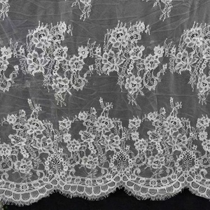 <span class=keywords><strong>Tissu</strong></span> en dentelle à cils en nylon 100% respirant, pré-coupé, prêt à l'emploi, longueur de 3 mètres, pour robe de mariée, tenue de soirée, lingerie - Product Image 1