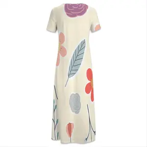 Vestido largo vintage de cuello redondo con imagen personalizada y forro de cintura elástica con volantes para talla de fiesta, suministro directo de estilo vintage de verano para el día de fiesta - Product Image 3