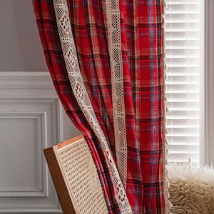 Cortinas <span class=keywords><strong>de</strong></span> decoración del hogar, tela escocesa <span class=keywords><strong>de</strong></span> Navidad roja, cortina <span class=keywords><strong>de</strong></span> estilo americano teñida <span class=keywords><strong>con</strong></span> <span class=keywords><strong>hilo</strong></span>, cenefa <span class=keywords><strong>de</strong></span> cocina terminada, semisombreado - Product Image 3