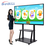 OEM 75 Inch All-in-One PC Panel Datar Interaktif Papan Tulis Digital Pintar untuk Pengajaran di Kelas 20-Titik Multi-Touch 4K Kamera 48MP