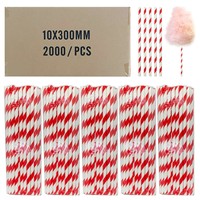 Bâtonnets en papier multicolores 10x300mm pour machine à barbe à papa
