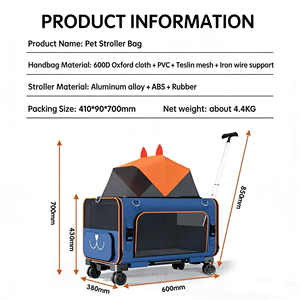 Genişletilebilir Evcil Hayvan Taşıma Arabası, Geniş Havalandırma Ağlı, Köpekler ve Kediler için Katlanabilir Seyahat Arabası - Product Image 2