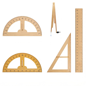 Grand Compas en Bois et Équerre – Kit Pédagogique <span class=keywords><strong>de</strong></span> <span class=keywords><strong>Math</strong></span>ématiques Résistant à l'Usure – Outil <span class=keywords><strong>de</strong></span> Démonstration Géométrique Précis pour Enseignants en Classe - Product Image 1