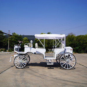 Calèche électrique blanche avec auvent et quatre roues pour usage extérieur, sortie familiale - Product Image 1