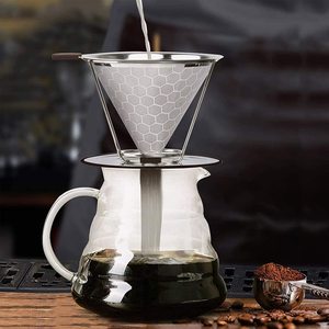 Goutteur de café en acier inoxydable <span class=keywords><strong>filtre</strong></span> à café facile à nettoyer verser sans papier sur la cafetière - Product Image 5