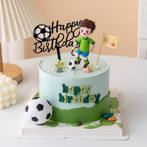 DAMAI fútbol pastel Topper decoraciones balón jugador pastel decoraciones para fútbol tema cumpleaños deporte fiesta suministros - Product Image 1
