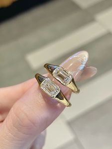 Xinfly Venta al por Mayor INS Au750 Joyería Fina para Mujer, Anillo de Oro Real de 18K con Diamante Cultivado en Laboratorio de 1ct Corte Esmeralda, Regalo Personalizado - Product Image 2